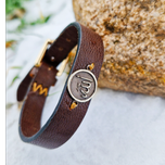 دستبند چرمی با پلاک نقره (استیل) طرح الله