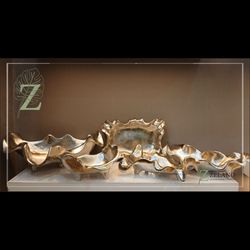 ست پذیرایی آلومینیومی 5 تکه مدل ظروف دفورمه رنگ نقره ای