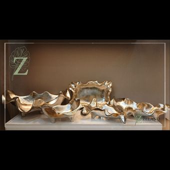 ست پذیرایی آلومینیومی 5 تکه مدل ظروف دفورمه رنگ نقره ای