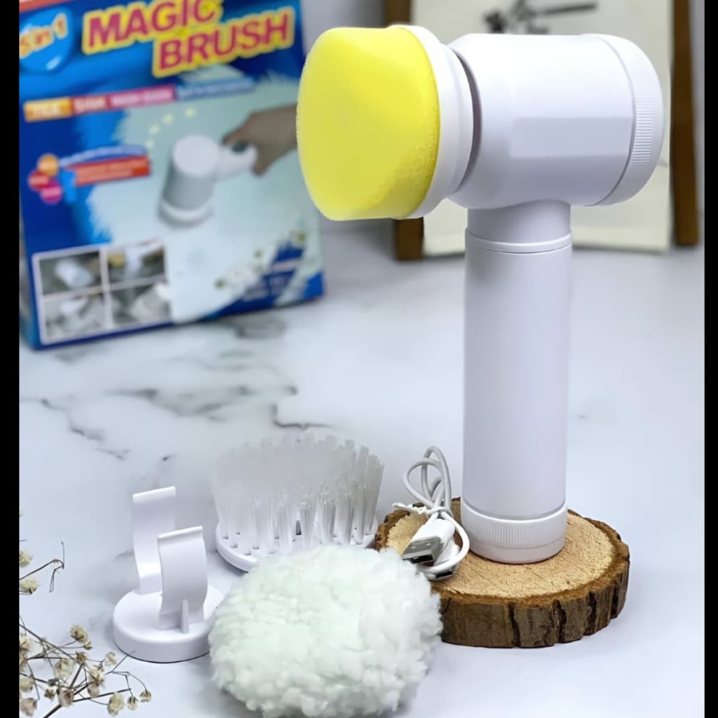🧹✨ فرچه 5 کاره شارژی تمیزکننده سطوح (جنس اصل وارداتی) — نظافت بی‌دردسر و سریع!