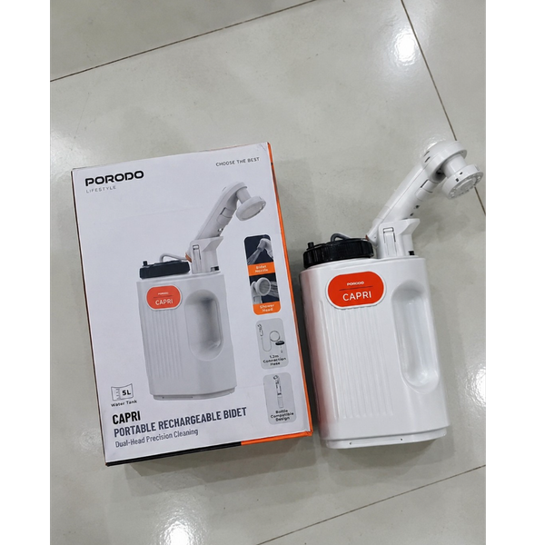 دوش مسافرتی و خودشور شارژی Porodo مدل PDLFSTPB5LWH با مخزن 5 لیتری اطلاعات محصول