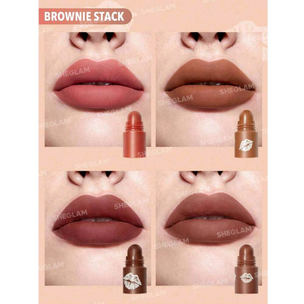 جدیدترین رژ لب 4 رنگ طبقه ای رنگ Brownie Stack