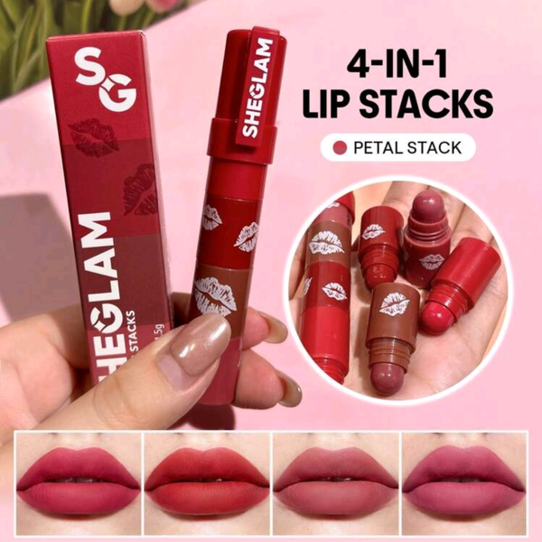 رژلب 4 در یک شیگلم رنگ Petal Stack