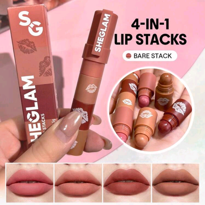رژلب 4رنگ طبقه ای شیگلم Bare Stack