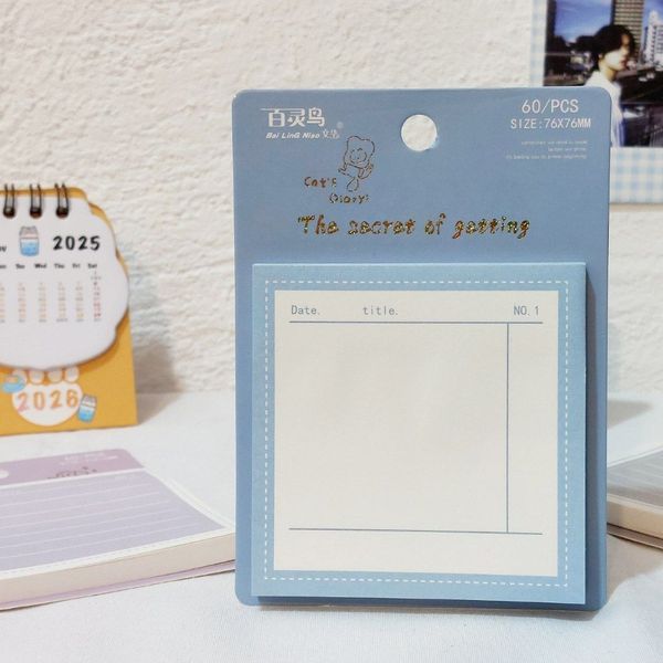 استیکی نوت پینترستی و مینیمال 60 برگ گربه و ماهی