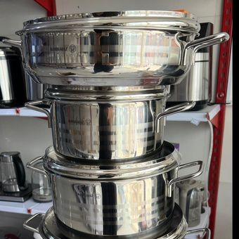 سرویس قابلمه 12 پارچه استیل کورکماز اصل ترکیه آسترا A1900 PRO کف چدن نسوز