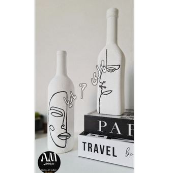 بطری شیشه ای لاین آرت نقاشی شده با رنگ آکرلیک کدمحصول 0103