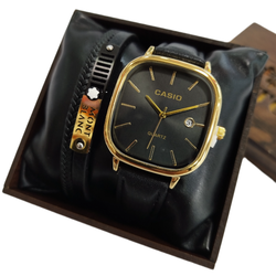 ساعت مردانه کاسیو اولدمانی بندچرمی تاریخدارGB