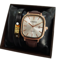 ساعت مردانه کاسیو اولدمانی بندچرمی تاریخدارRG