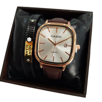 ساعت مردانه کاسیو اولدمانی بندچرمی تاریخدارRG