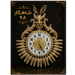 ساعت دیواری برنزی مدل گوزن پرکار طرح گلبرگی