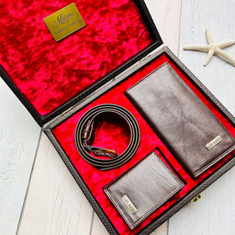 ست چرم طبیعی برند Milano قهوه ای تیره