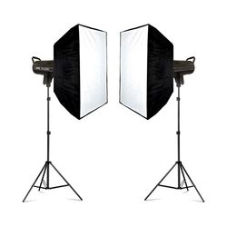 کیت ویدئو لایت 0923 با سافت باکس 60 در 90 و پایه آهنی 2 متری