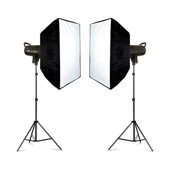 کیت ویدئو لایت 0923 با سافت باکس 60 در 90 و پایه آهنی 2 متری