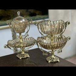 ست پذیرایی چهارتکه برنزی مدل لاله با ظرف شامپاینی
