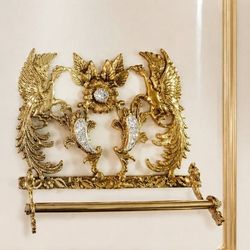 جا حوله ای برنزی مدل طاووس پرکار گل بادمجانی