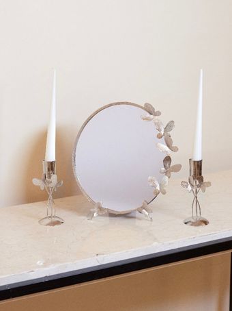 آینه شمعدان کوچک | مدل پروانه نقره ای
