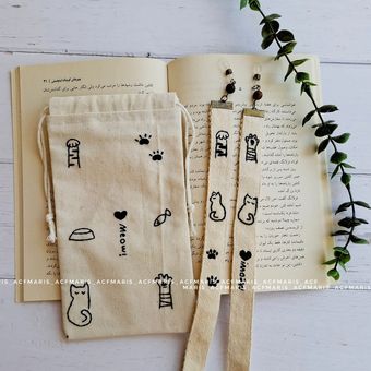 ست گربه ای گلدوزی شده