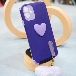 قاب آیفون 12 نرمال مدل قلبی آویز دار iPhone 12