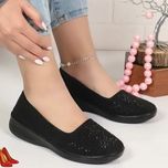 کفش زنانه راحتی مدل تینا برند چکاوک رویه ماکروفایبر نگین‌دار زیره PU سبک و بادوام