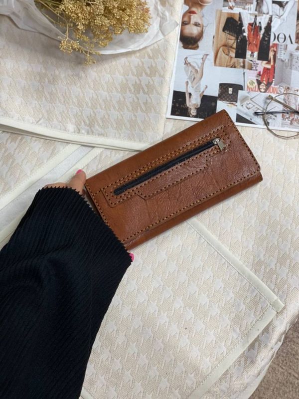 کیف پول  و موبایل چرم دست دوز  سه لت رو زیپ سوگو کد Up25