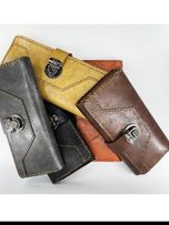 کیف پول و تلفن همراه  چرم سوگو سه لت قفل دار کد 423 دوخت ظریف دست دوز