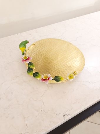 شیرینی خوری 20 سانت برنجی طوطی | مدل 3