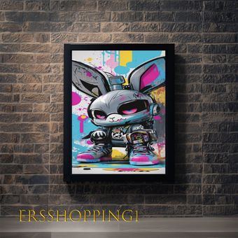 تابلو طرح خرگوش رنگی سایز 30*40