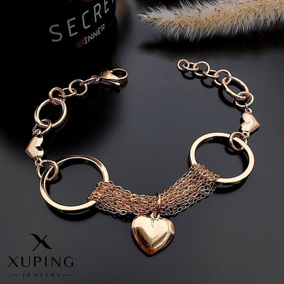 دستبند زنجیری قلب آویز ژوپینگ 07035