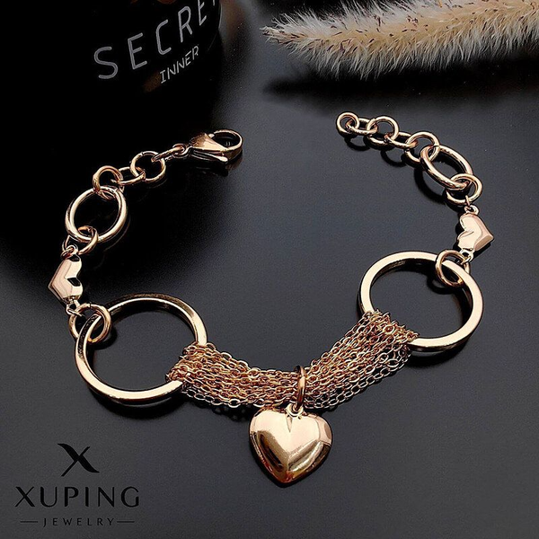 دستبند زنجیری قلب آویز ژوپینگ 07035