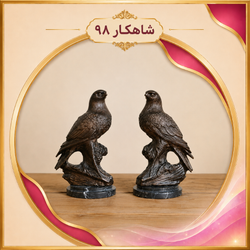 مجسمه شاهین برنزی چپ و راست جفتی رنگ آنتیک