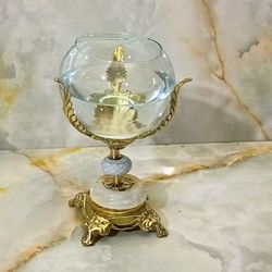 تنگ ماهی برنزی مدل برگی با سنگ سفید