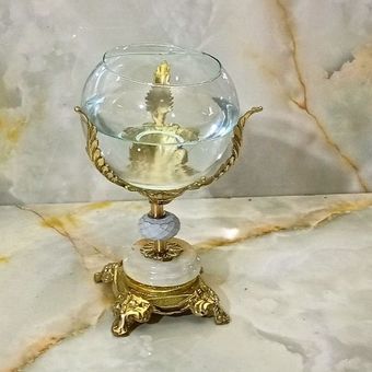 تنگ ماهی برنزی مدل برگی با سنگ سفید