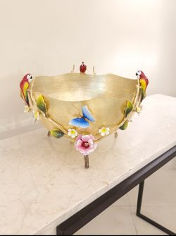 میوه خوری سه طوطی برنجی | مدل 3