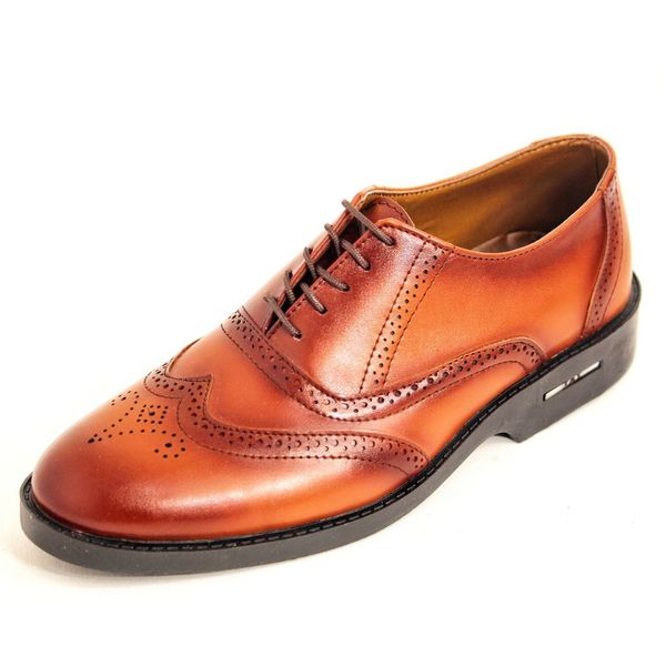 کفش مردانه چرم مجلسی و اسپرت کد 125طرح بروژ رویه چرم خارجی رنگ عسلی