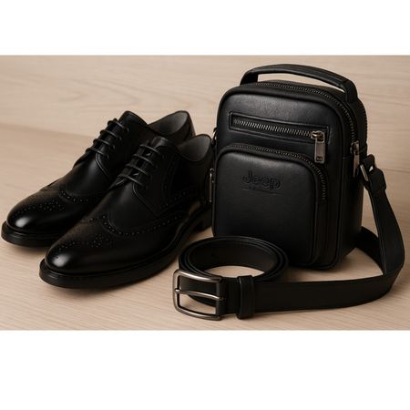 ست هدیه مردانه کیف، کفش و کمربند چرم کیف دوش