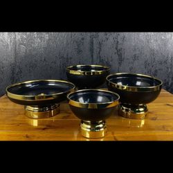 ست پذیرایی شیک 4 تکه فلزی شکلات میوه آجیل شیرینی خوری رنگ مشکی