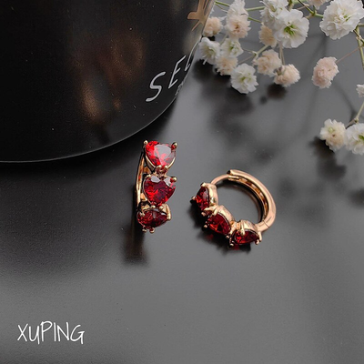 گوشواره قلبی نگین رنگی ژوپینگ 012002