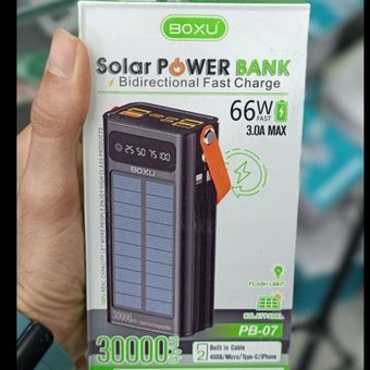 پاوربانک 66 وات 30 هزار میلی آمپر خورشیدی BOXU SOLAR PB-07