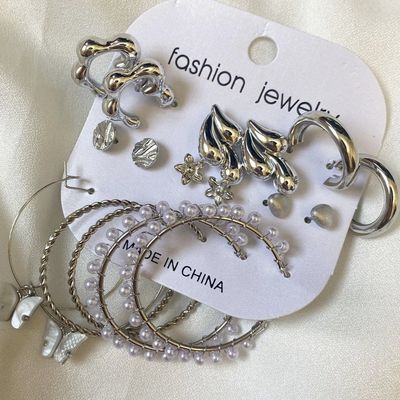 پک گوشواره 9 تایی مدل فشن باکلاس سیلور