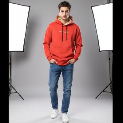 هودی D&G کلاه دار داخل خز قرمز