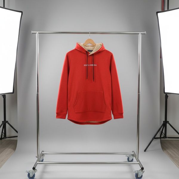 هودی D&G کلاه دار داخل خز قرمز