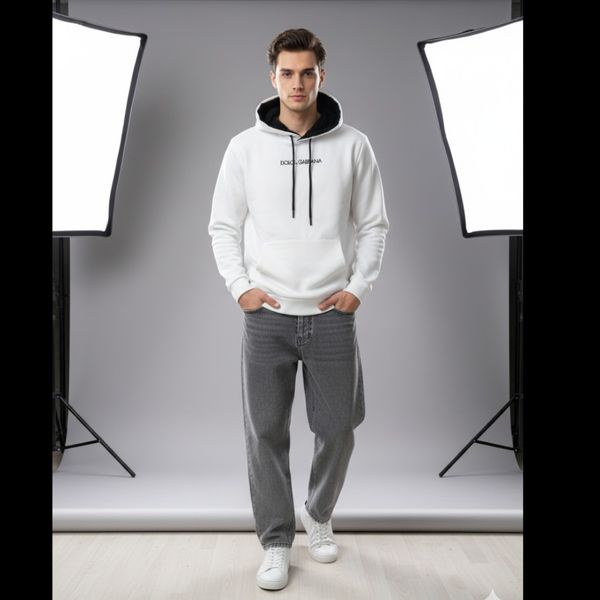 هودی D&G کلاه دار داخل خز سفید