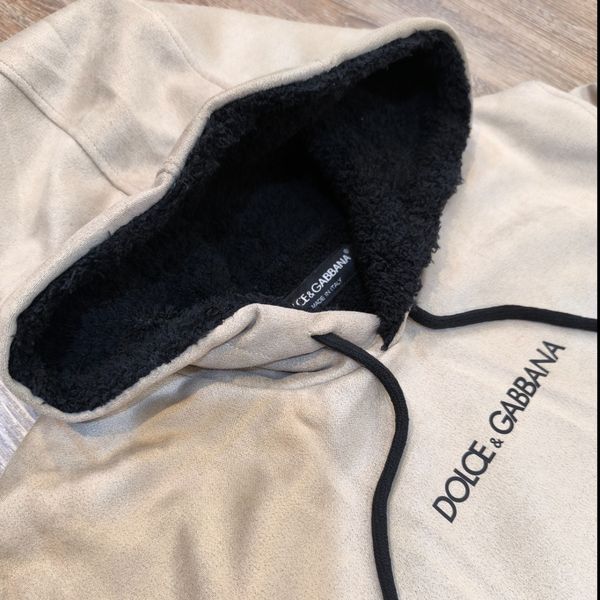 هودی D&G کلاه دار داخل خز کرم روشن