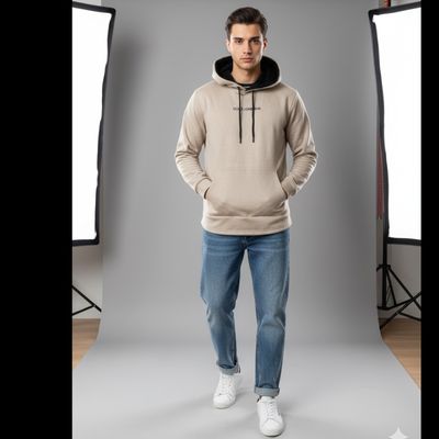 هودی D&G کلاه دار داخل خز کرم روشن