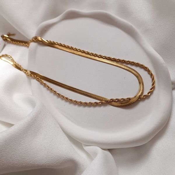 گردنبند دو لاین مدل ماری طنابی رنگ ثابت