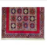 فرش دستباف سایز قالیچه خشتی (تمام پشم یلمه زمینه دور خلوت لاکی)