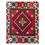 فرش دستباف سایز قالیچه خشتی (تمام پشم یلمه زمینه دور خلوت لاکی)