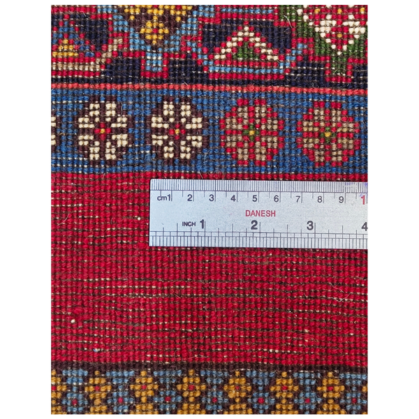 فرش دستباف سایز قالیچه خشتی (تمام پشم یلمه زمینه دور خلوت لاکی)