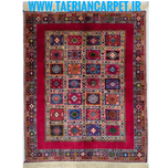 فرش دستباف سایز قالیچه خشتی (تمام پشم یلمه طرح دور خلوت) کد